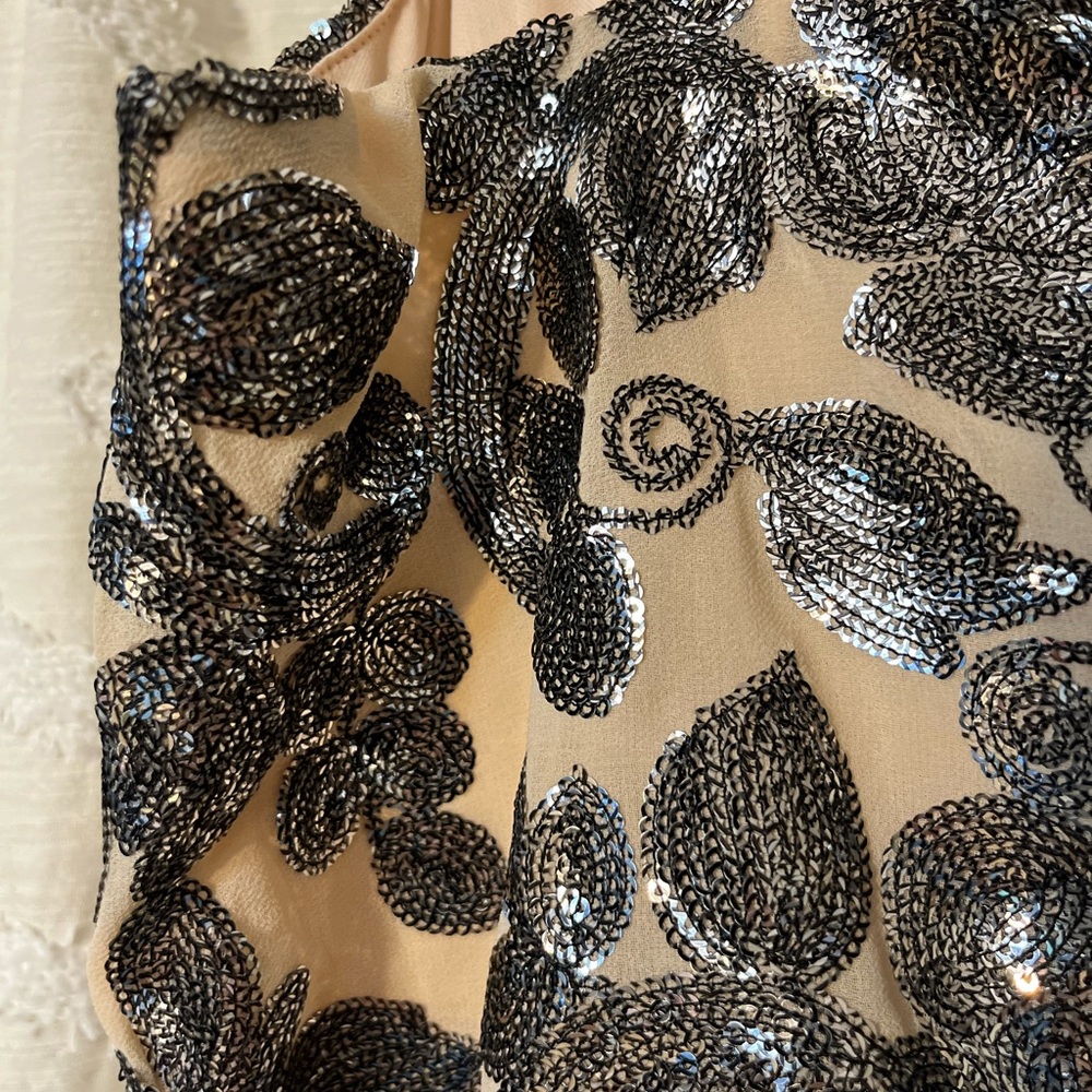 NWT Chaps Blush/Metallic Soutache Embroidered Evening Dress 14 Glam Prom Wedding - Picture 4 of 8